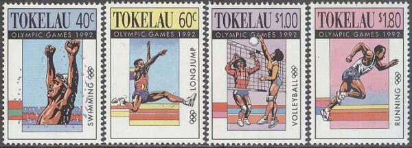 Tokelau - M  184-187 OS i Barcelona 1992 bla Friidrott, 4 kpl **