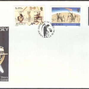 Jersey – FDC 1986-03-04 – Rymd – Halleys komet återkommer, 3 kpl