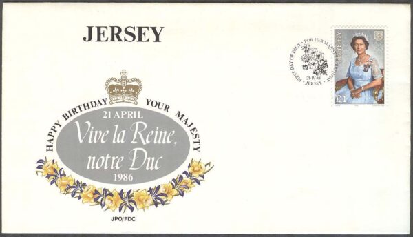 Jersey - FDC 1986-04-21 - Drottning Elisabeth II 60 år, 1 kpl