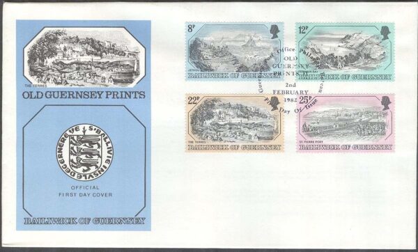Guernsey - FDC 1982-02-02 - Landskap & Byggnader, 4 kpl
