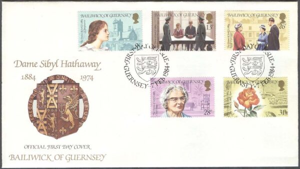 Guernsey - FDC 1984-02-07 - Sibyl Hathaway födelse 100 år, 5 kpl