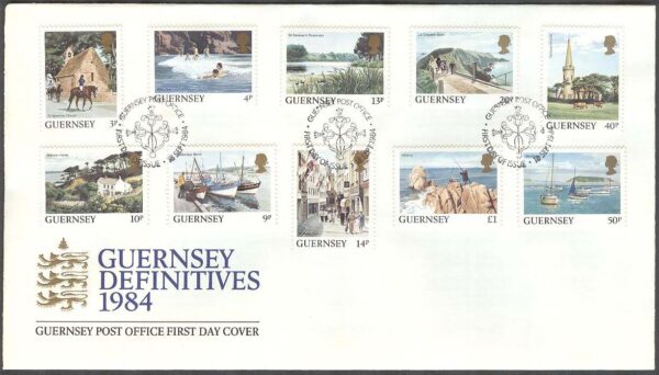 Guernsey - FDC 1984-09-18 - Vyer från Guernsey bla Båtar, 10 kpl