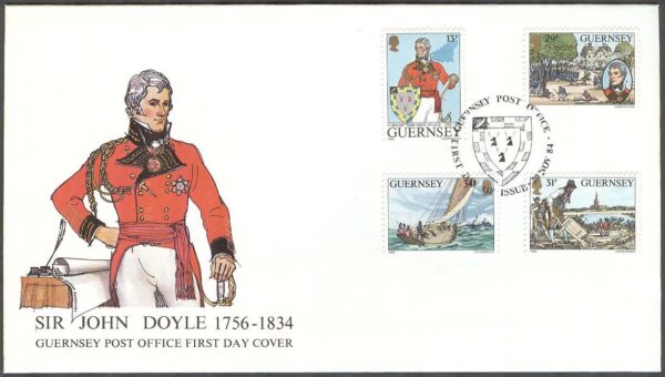 Guernsey - FDC 1984-11-20 - Sir John Doyle död i 150 år - Fartyg, 4 kpl