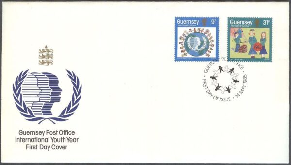 Guernsey - FDC 1985-05-14 - Internationella Ungdomsåret 1985, 2 kpl