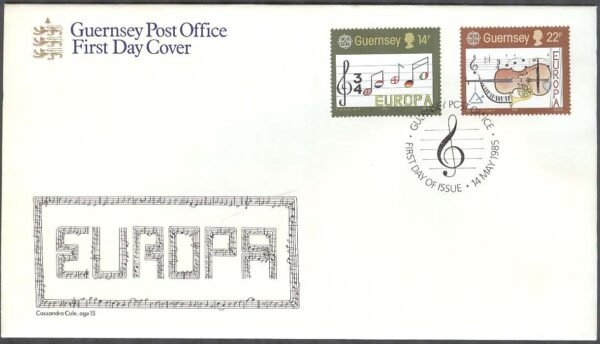 Guernsey - FDC 1985-05-14 - Europa CEPT 1985, Europeiska musikåret, 2 kpl