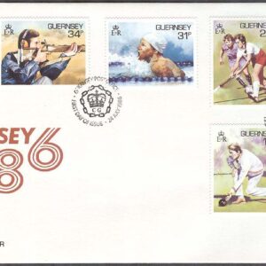 Guernsey – FDC 1986-07-24 – Sport på Guernsey bla Tennis & Kricket, 6 kpl