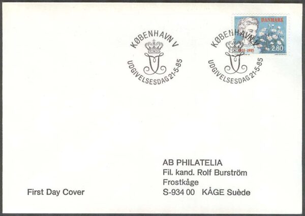 Danmark - FDC 1985-05-21 - Drottning Ingrid, 1 kpl Adressat