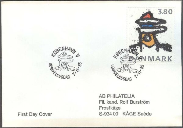 Danmark - FDC 1985-11-07 - Robert Jacobsen - Konstnär, 1 kpl Adressat