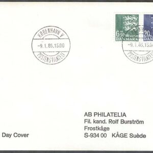 Danmark – FDC 1986-01-09 – Lilla Riksvapnet, 2 kpl Adressat
