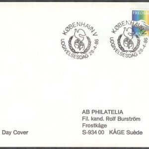 Danmark – FDC 1986-04-28 – Internationella Fredsåret, 1 kpl Adressat