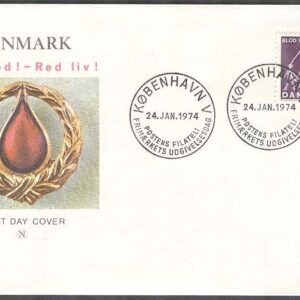 Danmark – FDC 1974-01-24 – Blodgivning, 1 kpl Vinjett 2
