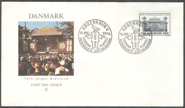 Danmark - FDC 1974-06-15 - Pantomimteatern 100 år, 1 kpl Vinjett 2