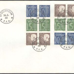 Sverige – FDC 1965-05-26 – HA 14 2 x 6-Block kpl, Stämpel 24 mm