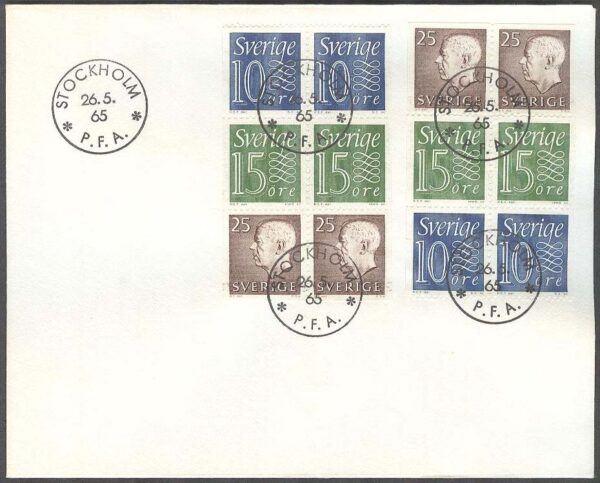 Sverige - FDC 1965-05-26 - HA 14 2 x 6-Block kpl, Stämpel 24 mm
