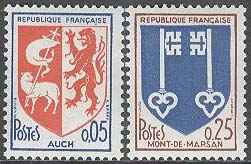 Frankrike – M 1534-1535 A Stadsvapen bla Mont-de-Marsan, 2 kpl **