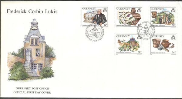 Guernsey - FDC 1988-07-12 - Frederick Corbin Lukis 200 år - Arkeolog, 5 kpl
