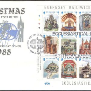 Guernsey – FDC 1988-11-15 – Kyrkliga förbindelser England & Frankrike, Miniark kpl
