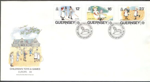 Guernsey - FDC 1989-02-28 - Europa CEPT 1989 Barnlekar, 3 kpl