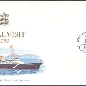 Guernsey – FDC 1989-05-23 – Besök av Drottning Elisabeth II – Fartyg, 1 kpl