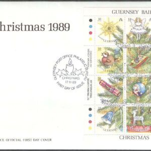 Guernsey – FDC 1989-11-17 – Jul 1989, Julgransprydnader, Miniark kpl