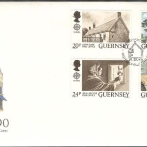 Guernsey – FDC 1990-02-27 – Europa CEPT 1990 Postbyggnader, 4 kpl
