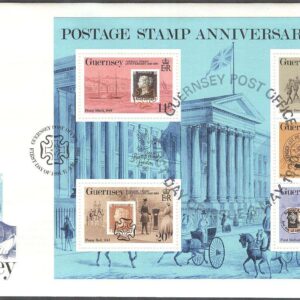 Guernsey – FDC 1990-05-03 – Frimärket 150 år – Frimärke på Frimärke, Block