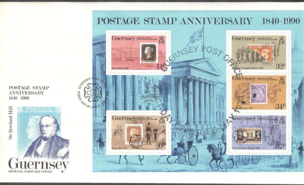 Guernsey - FDC 1990-05-03 - Frimärket 150 år - Frimärke på Frimärke, Block
