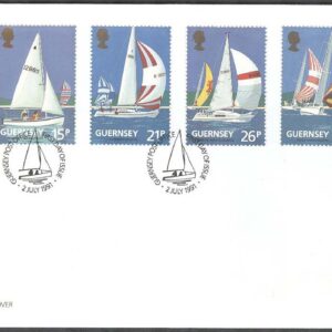 Guernsey – FDC 1991-07-02 – Sport – Segling –  Yachtclub 100 år, 5 kpl