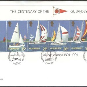 Guernsey – FDC 1991-07-02 – Sport – Segling –  Yachtclub 100 år, Block
