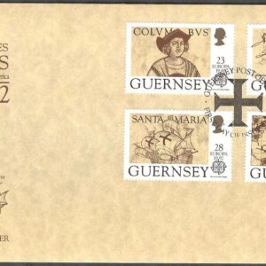 Guernsey – FDC 1992-02-06 – Europa CEPT 1992 – Fartyg, Christoffer Columbus, 4 kpl