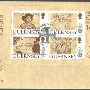 Guernsey – FDC 1992-02-06 – Europa CEPT 1992 – Fartyg, Christoffer Columbus, Block