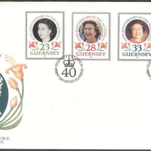 Guernsey – FDC 1992-02-06 – Drottning Elisabeth II på Tronen 40 år, 4 kpl