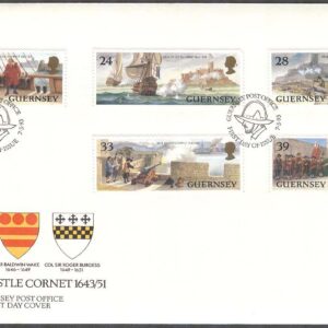 Guernsey – FDC 1993-05-07 – Belägring av Slottet Cornet 350 år – Fartyg, 5 kpl