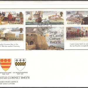 Guernsey – FDC 1993-05-07 – Belägring av Slottet Cornet 350 år – Fartyg, Block