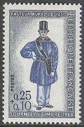 Frankrike – M 1616 Frimärkets Dag 1968 – Lantbrevbärare, 1 kpl **