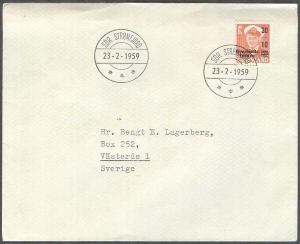 Grönland - FDC 1959-02-23 - Grönlandfonden, 1 kpl Adressat