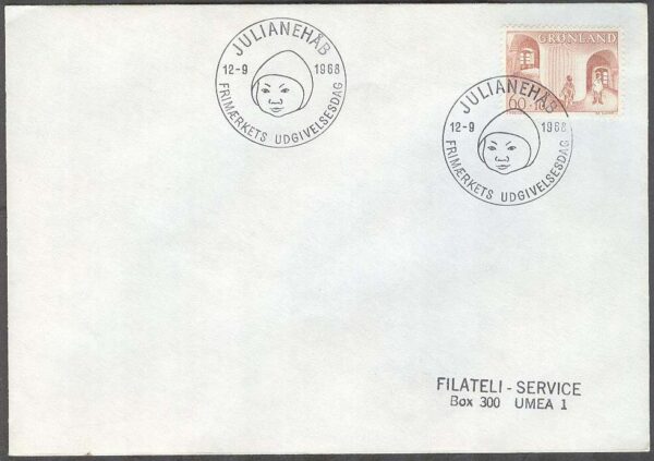 Grönland - FDC 1968-09-12 - Barnhjälp, 1 kpl Adressat