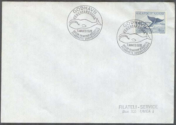 Grönland - FDC 1970-03-05 - Grönlandsval, 1 kpl Adressat