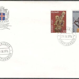 Island – FDC 1974-04-29 – Europa CEPT 1974 – Skulpturkonst, 2 kpl Vinjett 1