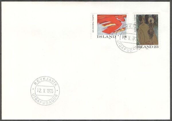 Island - FDC 1975-05-12 - Europa CEPT 1975 Konst, 2 kpl