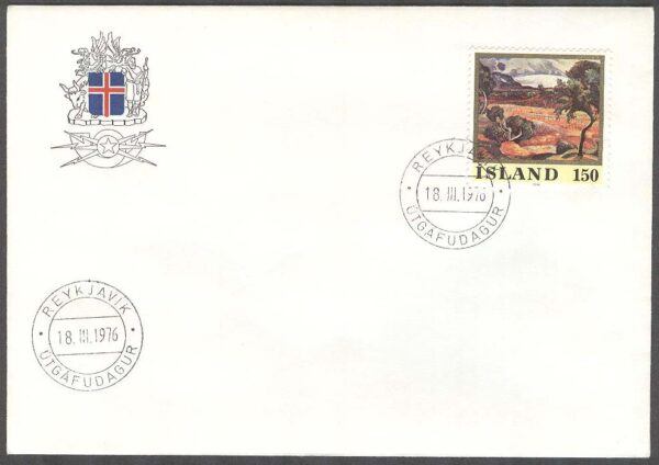 Island - FDC 1976-03-18 - Konst - Landskap, 1 kpl Vinjett 1