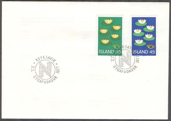 Island - FDC 1977-02-02 - Norden IV. Miljövård - Blommor - Näckrosor, 2 kpl