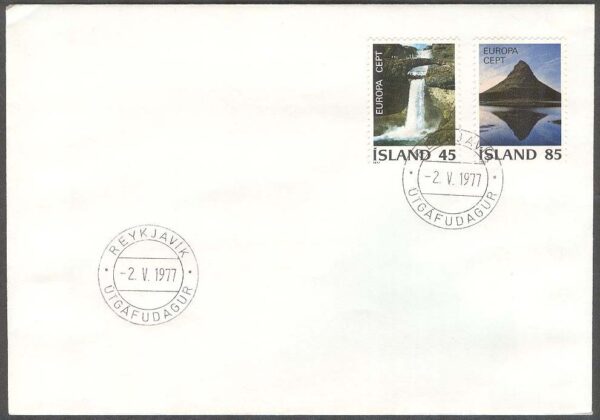 Island - FDC 1977-05-02 - Europa CEPT 1977 Landskap, 2 kpl