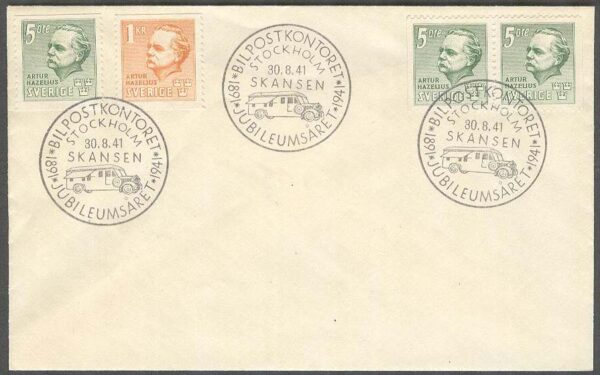 Sverige - FDC 1941-08-30 - Artur Hazelius, 4 kpl