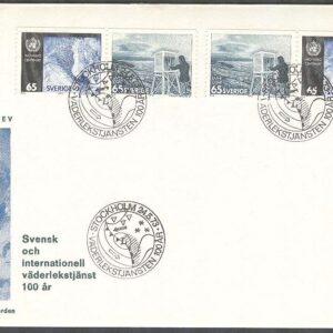 Sverige – FDC 1973-05-24 – Väderlekstjänsten 100 år, Båda SX-paren kpl Vinjett 2