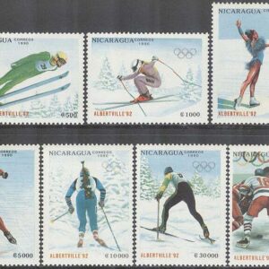 Nicaragua – M 3008-3014 OS i Albertville 1992 bla Ishockey, 7 kpl **