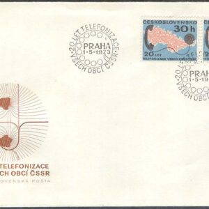 Tjeckoslovakien – FDC 1973-05-01 – Telefonnät i Tjeckoslovakien 20 år, par