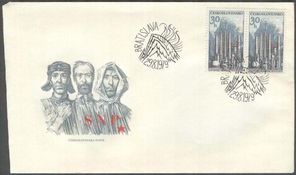 Tjeckoslovakien - FDC 1979-08-29 - Slovakiska folkupproret 35 år, par kpl