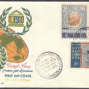 Syd Vietnam – FDC 1966-12-15 – UNESCO 20 år 1966, 3 kpl