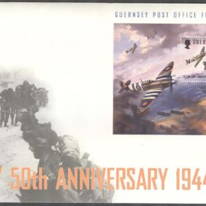 Guernsey – FDC 1994-06-06 – Landstigning i Normandie 50 år – Fartyg – Flyg, Block